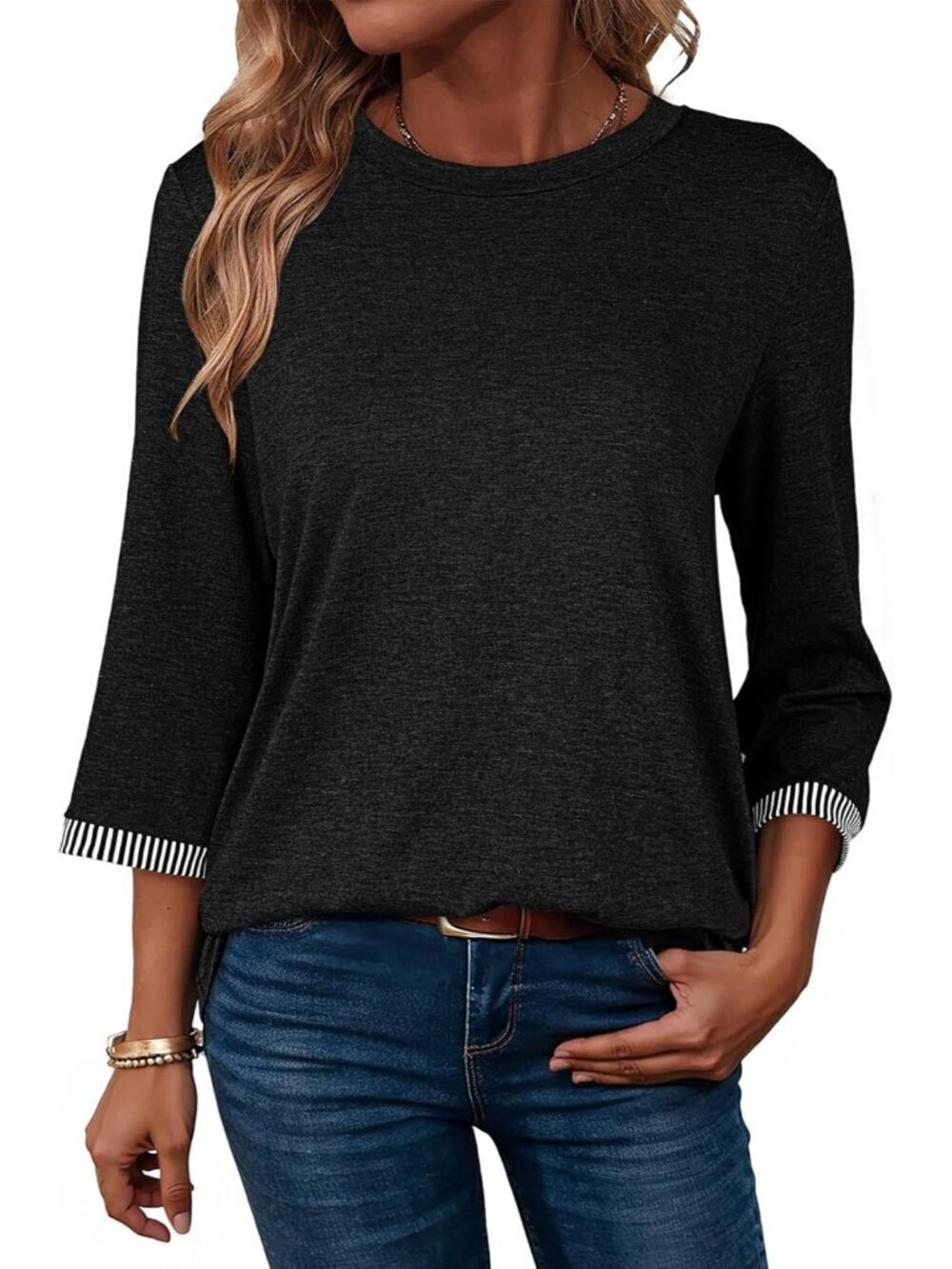 Women's Shirts Lightweight 2026 Summer Fashion 3/4 Length Sleeve T Shirts Casual